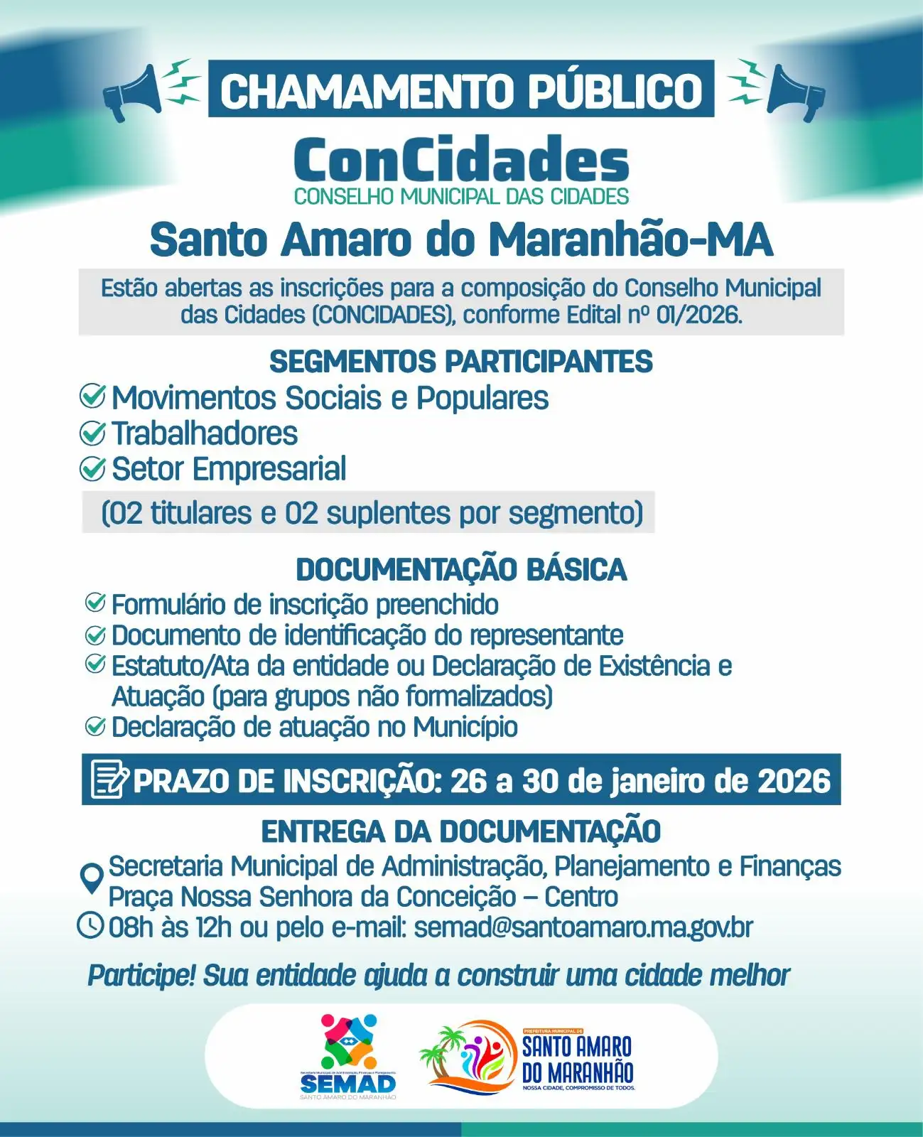 FAÇA PARTE DO CONSELHO MUNICIPAL DAS CIDADES